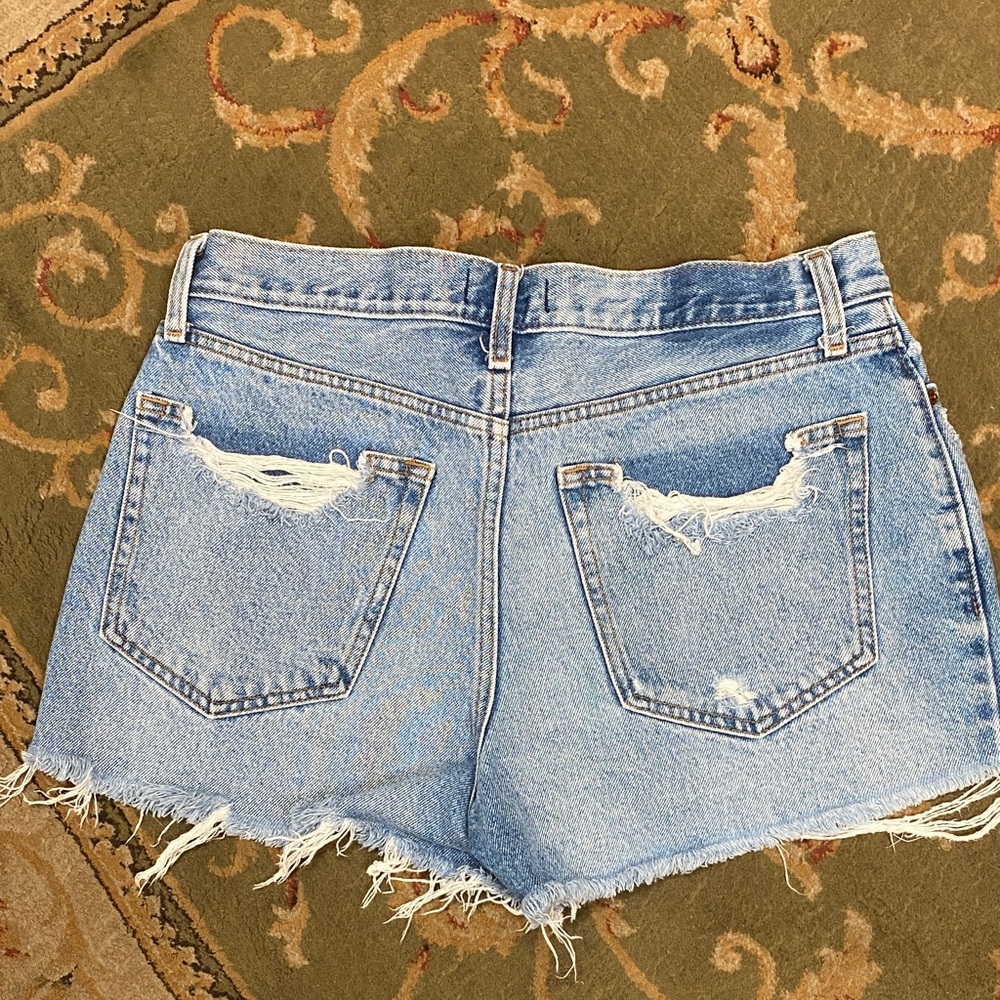 Abercrombie & Fitch Light Blue Distressed Denim Cutoff Shorts - Picture 2 of 3